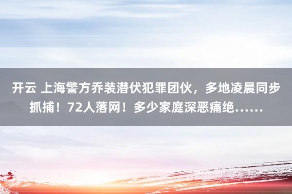 开云 上海警方乔装潜伏犯罪团伙，多地凌晨同步抓捕！72人落网！多少家庭深恶痛绝……