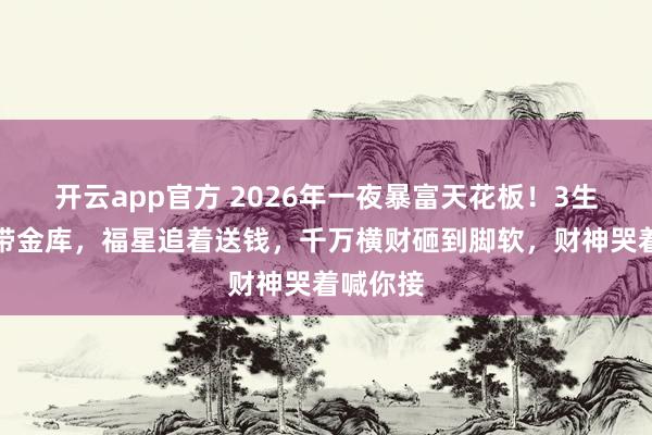 开云app官方 2026年一夜暴富天花板!3生肖命里带金库,福星追着送钱,千万横财砸到脚软,财神哭着喊你接