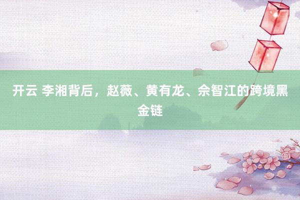 开云 李湘背后,赵薇、黄有龙、佘智江的跨境黑金链