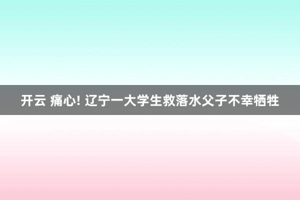 开云 痛心! 辽宁一大学生救落水父子不幸牺牲