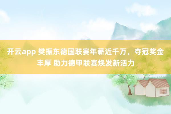 开云app 樊振东德国联赛年薪近千万,夺冠奖金丰厚 助力德甲联赛焕发新活力