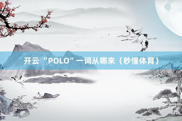 开云 “POLO”一词从哪来(秒懂体育)