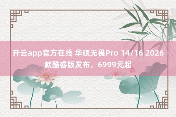开云app官方在线 华硕无畏Pro 14/16 2026款酷睿版发布,6999元起