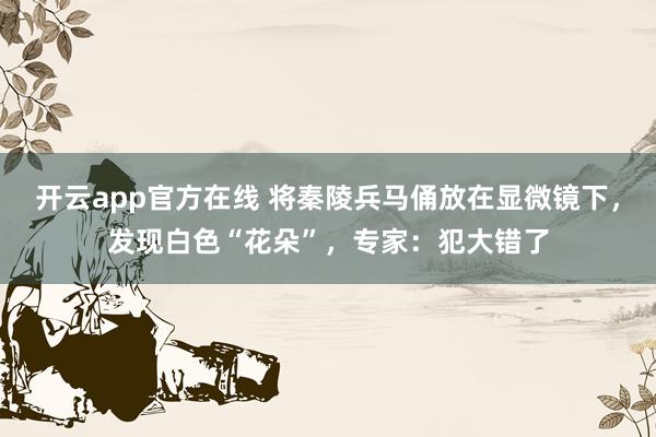 开云app官方在线 将秦陵兵马俑放在显微镜下，发现白色“花朵”，专家：犯大错了