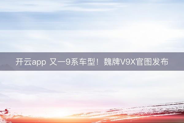 开云app 又一9系车型！魏牌V9X官图发布