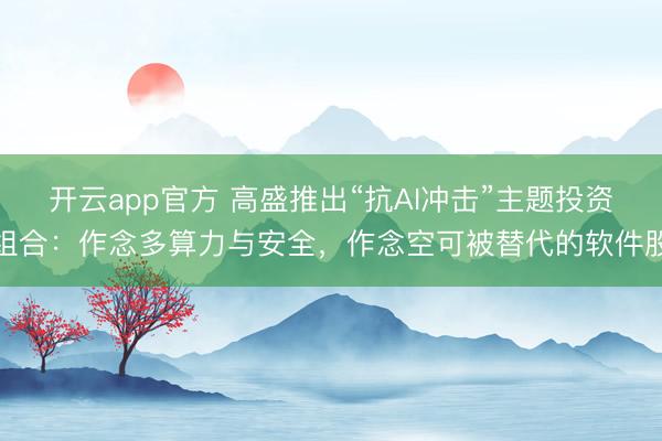 开云app官方 高盛推出“抗AI冲击”主题投资组合:作念多算力与安全,作念空可被替代的软件股