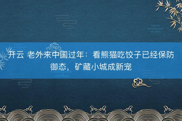 开云 老外来中国过年:看熊猫吃饺子已经保防御态,矿藏小城成新宠