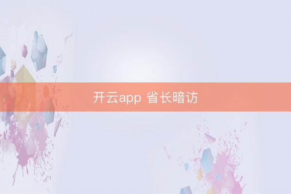 开云app 省长暗访