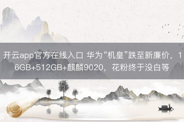 开云app官方在线入口 华为“机皇”跌至新廉价,16GB+512GB+麒麟9020,花粉终于没白等