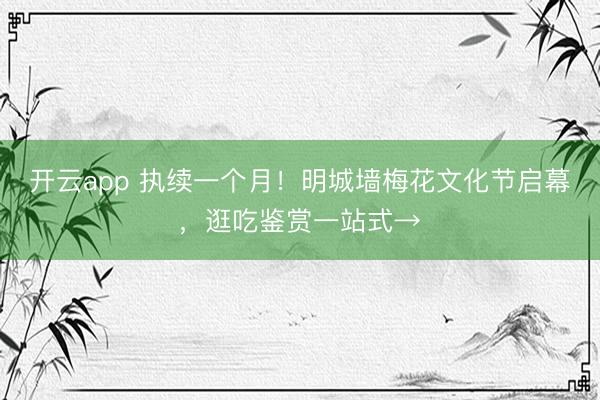 开云app 执续一个月！明城墙梅花文化节启幕，逛吃鉴赏一站式→